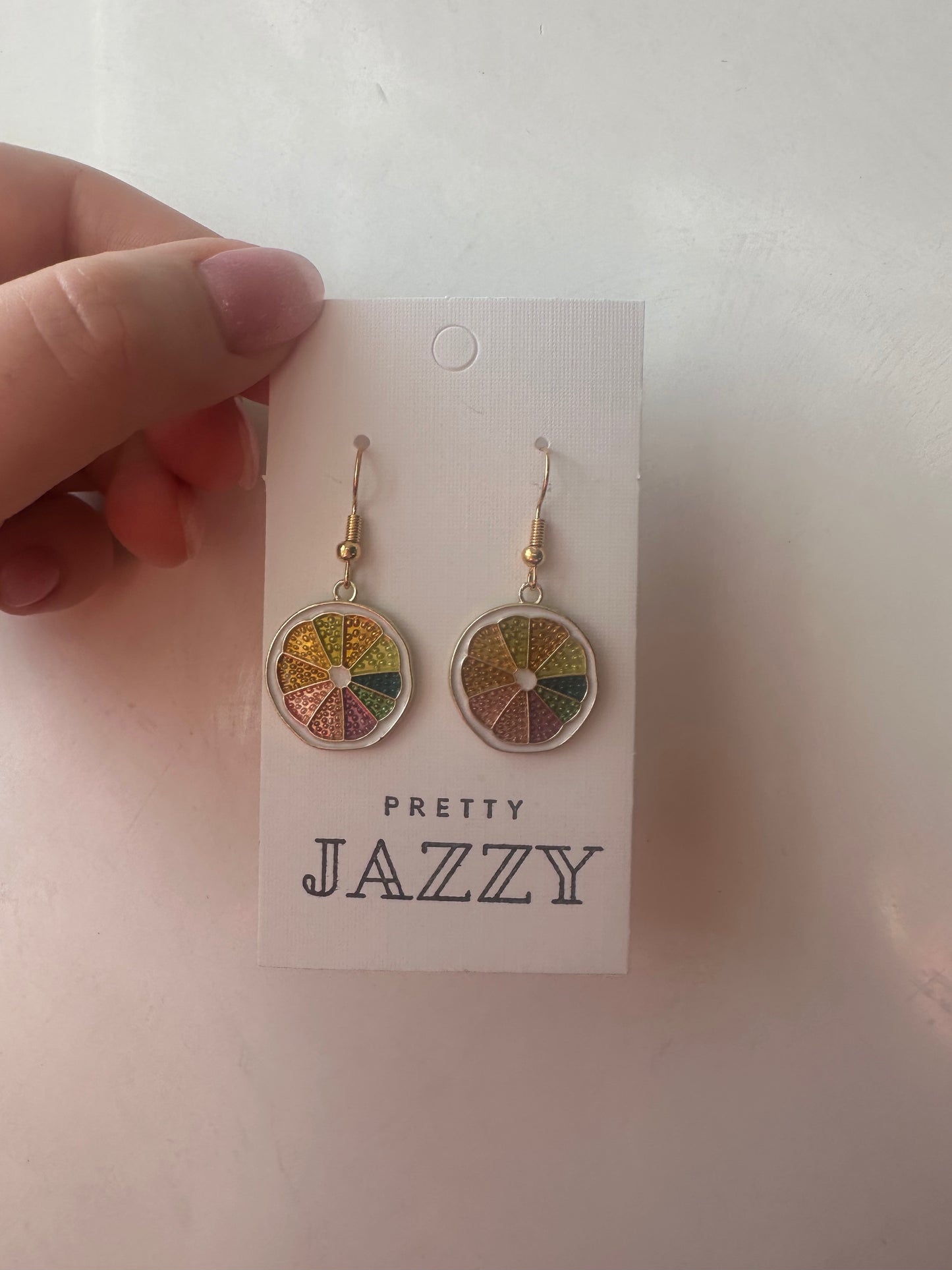 Colourful Lemon Slice Statement Earrings