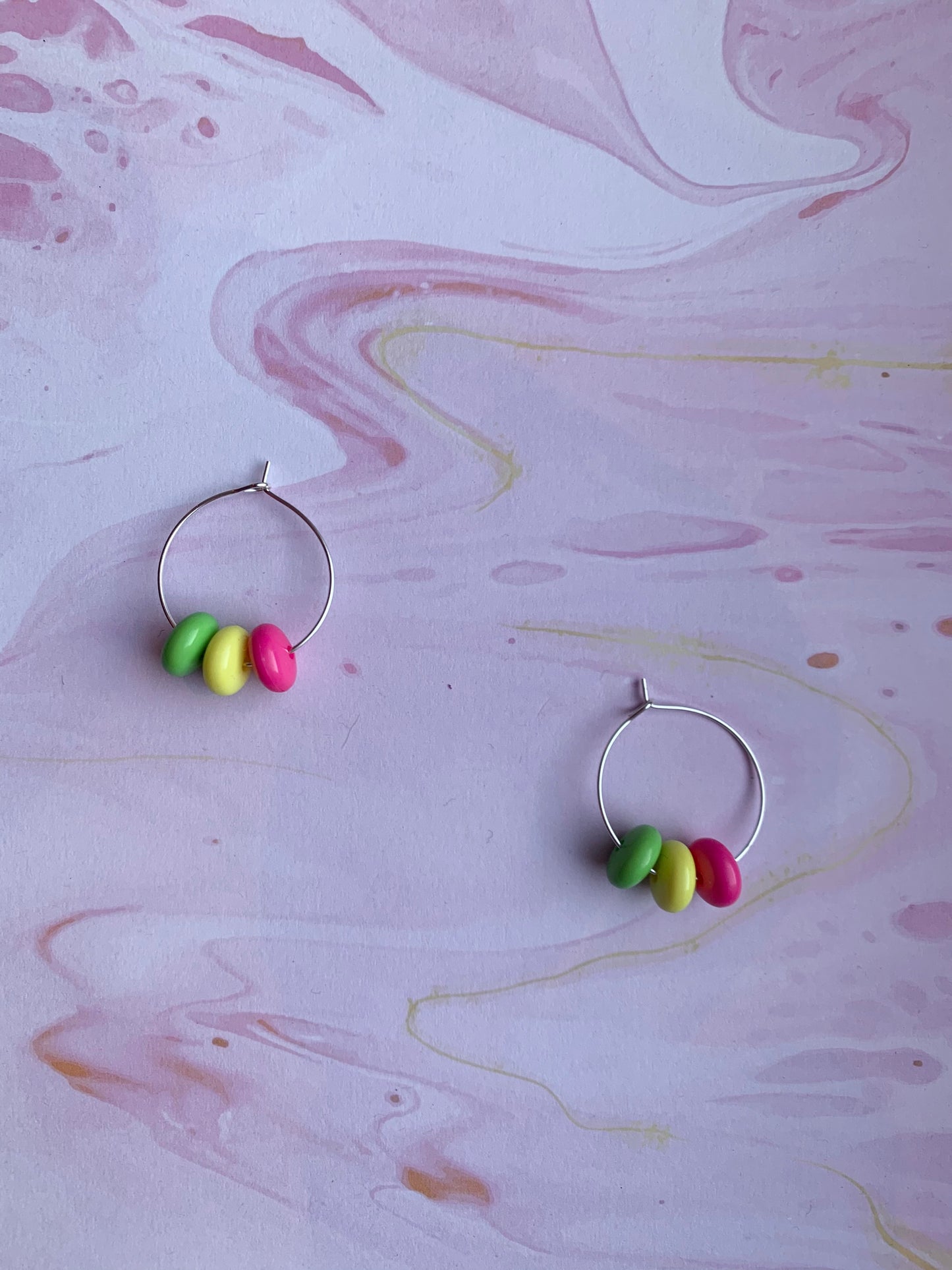 hoop bead earrings. cute earrings. colourful earrings.