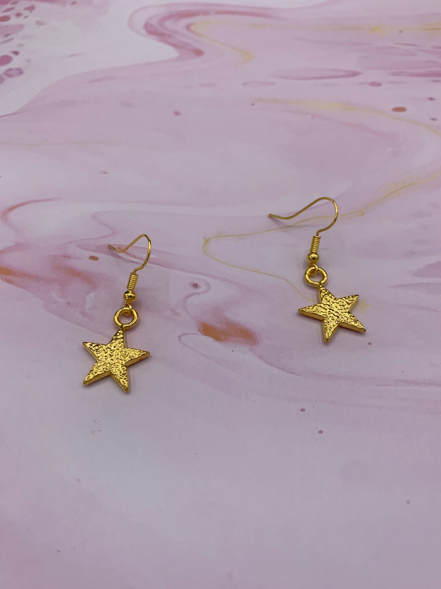 Star Gold Textured Earrings