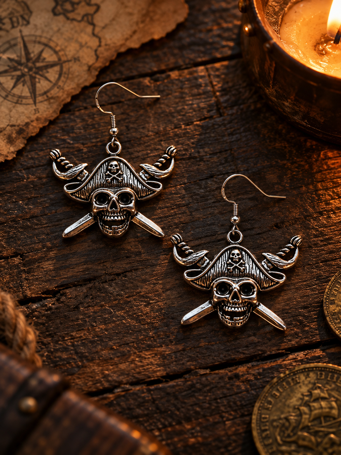 Pirate Earrings | Disney Cruise Pirate Night Earrings | Halloween Costume Jewellery | Skull Earrings | Pirate Accessories