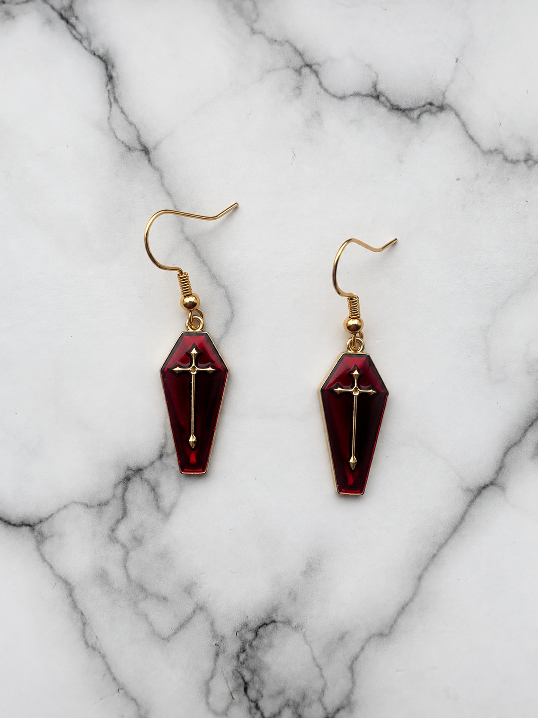 Red Coffin Earrings | Gothic & Vampire Jewellery