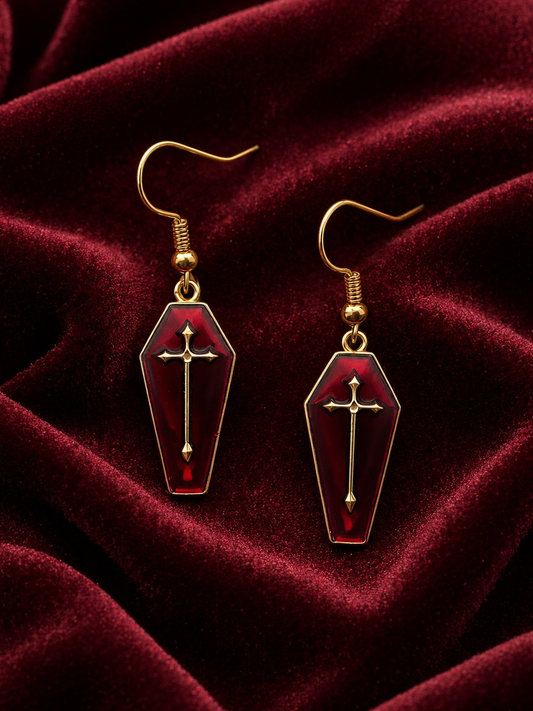 Red Coffin Earrings | Gothic & Vampire Jewellery