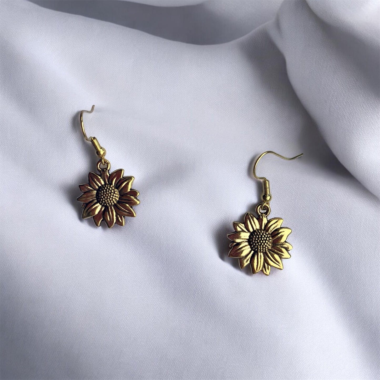 Gold Sunflower Earrings