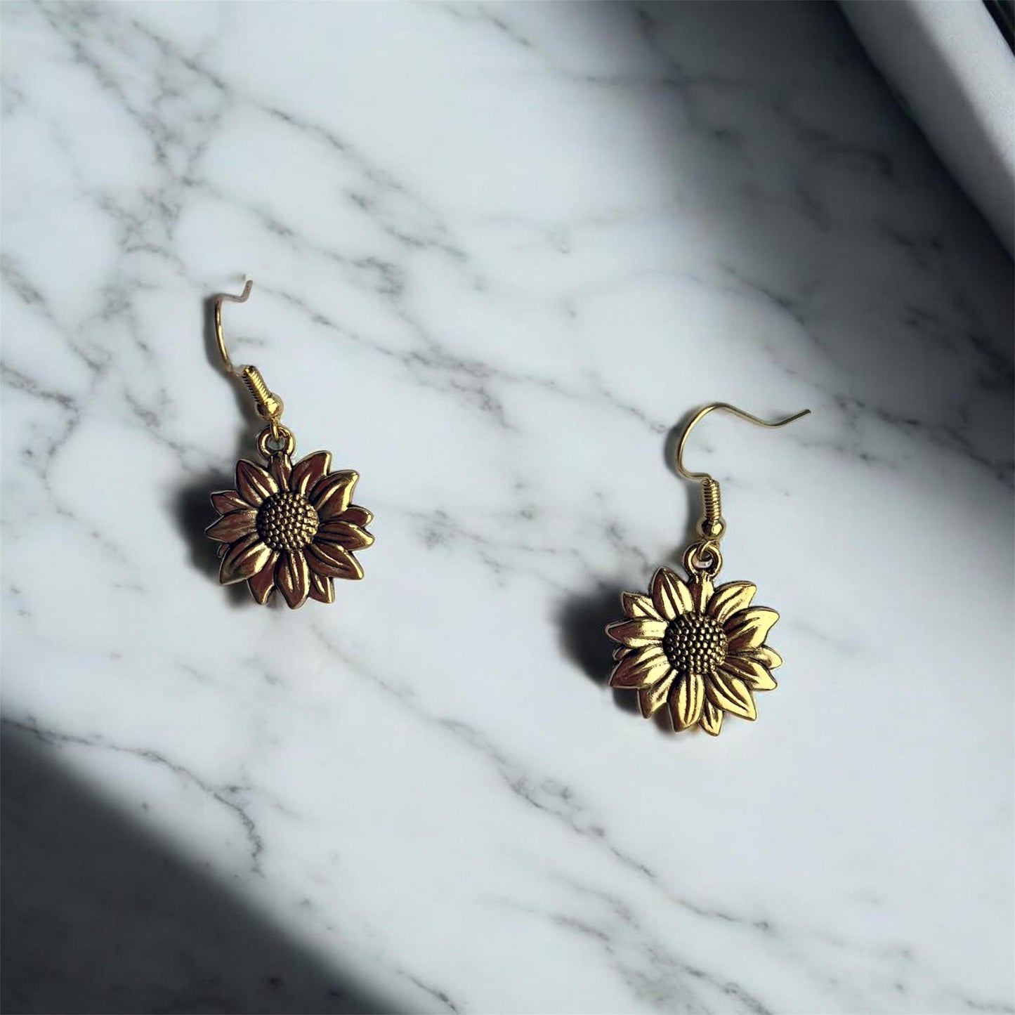 Gold Sunflower Earrings