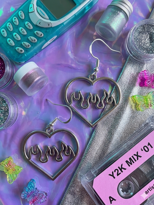 Flaming Heart Earrings