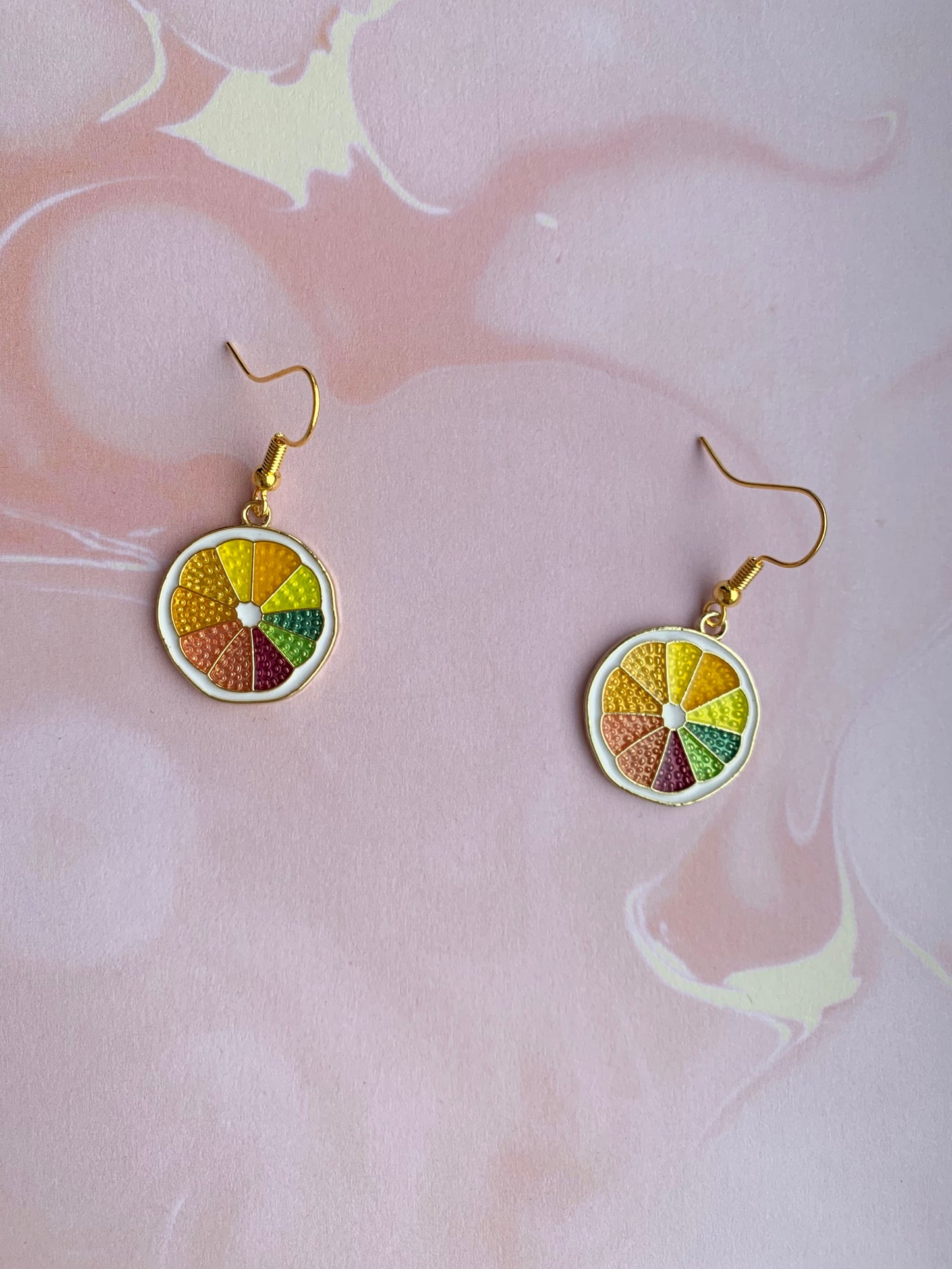 Colourful Lemon Slice Statement Earrings