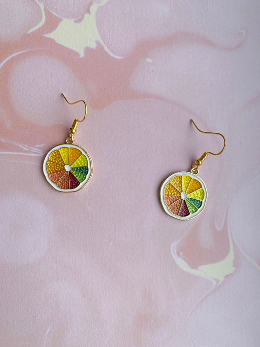 Colourful Lemon Slice Statement Earrings
