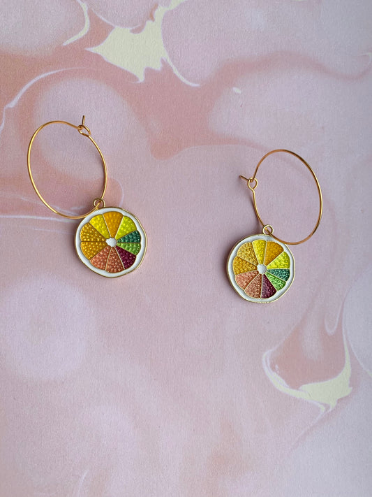 Colourful Lemon Slice Statement Earrings
