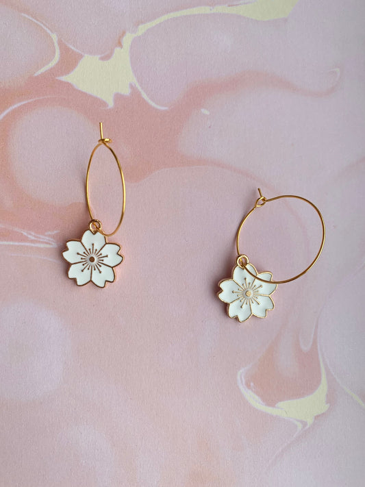 White Cherry Blossom Earrings