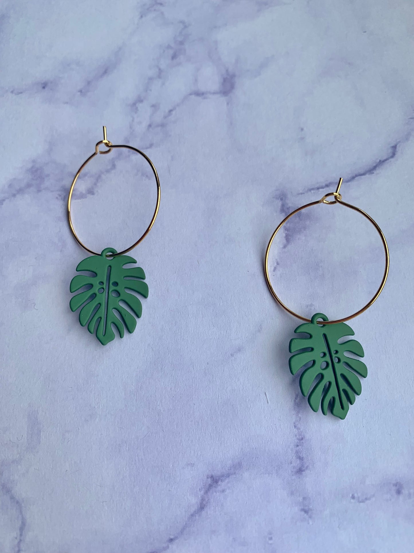 Green Tropical Leaf Earrings